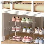 BRIUNN 2 Tiers Acrylic Kids Shoe Rack,Shoe Organizer Storage for Shoe and Boot,Clear Shoes Shelf for Closet,Shoe Organizer for Entryway,for Hallway,Small Spaces,Garage,Closet