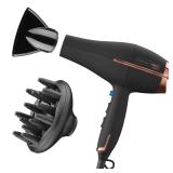 INFINITI PRO by CONAIR Hair Dryer, 1875W Blow Dryer with Diffuser and Concentrator, Ceramic Technology, 3 Heat & 2 Speed Settings, Cold Shot Button, Black