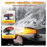 Katroiy Car Heater for Vehicle, Portable Car Heaters that Plugs into Cigarette Lighter, 360°Rotatable Windscreen Defogger Window Defroster for Car SUV Trucks (Black)