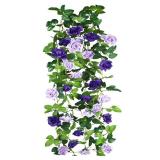 ACRYCS 2 Pcs Artificial Rose Vines Flowers Garland Hanging Silk Rose Vine Outdoor 15.8ft Silk Flowers Rose Ivy Vines for Bedroom Wedding Arch Decor Purple Flower Garland for Backdrop Wall Home Garden