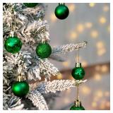Emopeak 24Pcs Christmas Balls Ornaments for Xmas Christmas Tree - Mini Shatterproof Christmas Tree Decorations Hanging Ball for Holiday Wedding Party Decoration (Grass Green, 1.2-3.1CM)