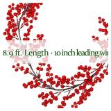 Lulu Home Red Berry Garland, 8.9FT Flexible Artificial Christmas Holly Berry Vine, Winter Berry Garland for Mantle Xmas Tree Window Door Hanging Indoor Outdoor Holiday Decoration (1)
