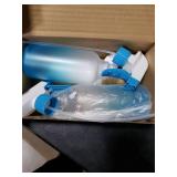 Hethyo Plastic Spray Bottles 12oz 2 Pack Adjustable Mist/Stream Spraying Heavy Duty Square Water Spray Bottles for Hair, Cleaning Solutions, Plants, Essential Oils (Blue)