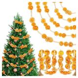 Knitgrip 8ft Christmas Dried Orange Slices Garland Wooden Bead Christmas Tree Garland Orange Xmas Ornament Rustic Bead Farmhouse Craft Gifts for Xmas Fireplace Wall Window Decor
