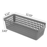 Doryh Long Plastic Basket Trays, Slim Pencil Organizer Grey, 6-Pack