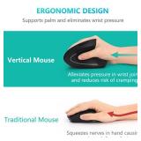 Ergonomic Mouse, LEKVEY Vertical Wireless Mouse - Rechargeable 2.4G Optical Vertical Mice : 3 Adjustable DPI 800/1200/1600 Levels 6 Buttons, for Laptop, Mac, PC, Computer, Desktop, Notebook etc, Black