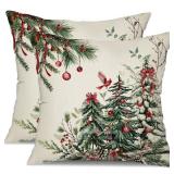 DFXSZ Christmas Pillow Covers 20x20 Inch Set of 2 Xmas Tree Decorative Throw Pillows Winter Christmas Decor for Home Couch TH-35B20