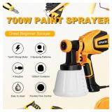 VONFORN Paint Sprayer, 700W HVLP Spray Gun with Cleaning & Blowing Joints, 4 Nozzles and 3 Patterns, Easy to Clean, for Furniture, Cabinets, Fence, Walls, Door, Garden Chairs etc. VF803