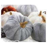 18 PCS Velvet Pumpkins for Fall Table Decor, Artificial Pumpkins, Faux Fake Pumpkin Home Decorations for Autumn Harvest, Thanksgiving, Wedding, Halloween, Table Centerpieces (Multi-Color Velvet)
