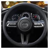 LRITER Car Steering Wheel Cover, Non-Slip Silicone Material, Multiple Color Choices, Universal Auto Parts Steering Wheel Cover, Suitable for Most Cars (Black)