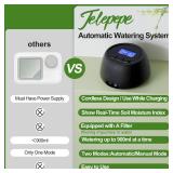 Automatic Watering System for Potted Plants, Self Watering System, Automatic Drip Irrigation Kit with Humidity Detection, 1000mAh Rechargeable Battery, Auto&Manual Mode, Travel(Black)