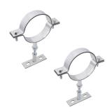 2 Sets 4 Inch Adjustable Pipe Bracket, Heavy Duty Galvanized Steel Split Ring Hanger, Round Supports for Plastic Ventilation Pipe Chimney Drainage Tube