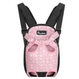 Pawaboo Pet Carrier Backpack, Adjustable Pet Front Cat Dog Carrier Backpack Travel Bag, Legs Out, Easy-Fit for Traveling Hiking Camping for Small Medium Dogs Cats Puppies, Small, Black + Pink Daisy