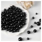 330Pcs Vase Filler, Black No Hole Faux Craft Pearl Beads for Centerpieces Vases, Party Wedding Birthday Home Makeup Table Candle Decor 8/10/14/18mm