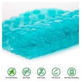 WELTRXE Pebbles Bath Mat Oval Non-Slip Bathtub Mat with Suction Cups, Drain Holes for Bathroom Showers, Tub, Machine Washable, BPA, Latex Free Safe Shower Mats, 27 x 14 Inch, Teal