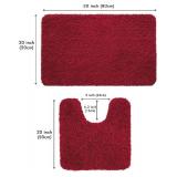MIULEE Christmas Red Bathroom Rugs Sets 2 Piece with Non-Slip Rubber Backing - Thick Absorbent Bath Mat and U-Shaped Toilet Rug, Ideal for Bathroom Floor and Tub, 20x30 + 20