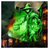 Treela Halloween Projector Lights Outdoor Dynamic Scary Scarecrow Lights Decoration Outside Indoor LED Landscape Lamp for Holiday Garden Supplies (Green)