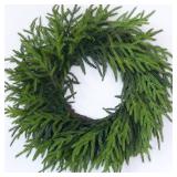 24 Real Touch Norfolk Pine Wreath for Front Door, Artificial Christmas Wreaths Faux Pine Needles Green Fake Wreath for Walls Windows Porches Farmhouse Indoor Outdoor Home Decor
