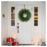 24 Real Touch Norfolk Pine Wreath for Front Door, Artificial Christmas Wreaths Faux Pine Needles Green Fake Wreath for Walls Windows Porches Farmhouse Indoor Outdoor Home Decor