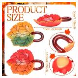 LemonRoad 2 Pcs Thanksgiving Candy Dish Fall Maple Leaf Bowls 4.3 x 5.9 Inch Resin Autumn Table Decoration Snack Fruit Gift Serving Dishes for Home Kitchen Candle Holder Party Supplies