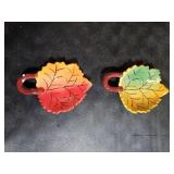 LemonRoad 2 Pcs Thanksgiving Candy Dish Fall Maple Leaf Bowls 4.3 x 5.9 Inch Resin Autumn Table Decoration Snack Fruit Gift Serving Dishes for Home Kitchen Candle Holder Party Supplies
