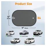 DETAILSAVER [2025 Upgraded] Car Shades for Side Windows 19x12(4 Pack),Sun Shade for Window with 8 Suction Cups,Car Window Shades Can Blocks 99.98% UVR,Window Shade for Baby