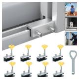 RELIANCER 8 Sets Sliding Window Locks,Aluminum Security Door Window Stoppers,Adjustable Safty Windows Lock for Horizontal & Vertical Fenster Doors,Child Proof Slider Windows Blocker for Home Safety