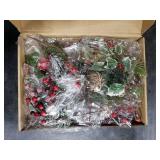 WILLBOND Bulk Pcs Christmas Picks and Spray Christmas Greenery Stems Tree Red Berry Pine Picks Artificial Faux Berry Branches Poinsettia Holly Pine Flower Pick Stem Pinecones for Crafts Party Home Dec