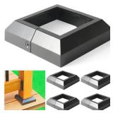 Wocepu 4 pcs 4x4 (Actual: 3.5x3.5) Aluminum Deck Post Base Cover, for Railings, Stairs, Patios, Porches, Split Deck Post Skirt (Black)