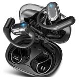 TRAUSI Open Ear Earbuds, Bluetooth 5.4 Headphones with LED Display, 46Hrs Playtime, ENC Noise Cancelling, IPX5 Waterproof, Ergonomic Earhook Design for Running, Workout, Sports
