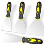 Putty Knife, 4Pcs Spackle Knife Set (2, 3, 4, 5 in), Stainless Steel Paint Scraper, Taping Knife Tool for Repairing Drywall, Removing Wallpaper, Applying Putty, Plaster, Cement, Adhesive