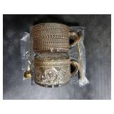 Gezzeny Vintage Coffee Mugs 14 Oz Set of 2 Amber Embossed Glass Tea Cups for Cappccino, Latte,Cereal, Yogurt, Beverage Christmas Thanksgiving Day Gifts