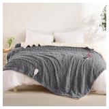 STARBEDIA Heated Blanket King Size Electric Blanket Dual Control, Wireless Heating Blanket with 10 Heat & 10 Time Setting, Fasting Heating Sherpa Tufted Blanket for Bed, ETL Certified, Grey,90x100