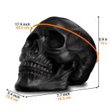 READAEER Resin Skull, Human Head Model for Home Decoration, Halloween Statue, Skull Model for Bookshelf and Desktop (Black)