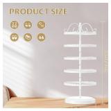 LASZOLA 5 Tier White Earring Holder Organizer Tree Women Display Storage for Stud and Hoop, Large Cool Rotating Clip Stand for Pierced and Dangle Earring, Vertical Metal Tower Carousel with 400 Holes