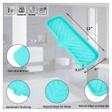 MicoYang Silicone Bathroom Soap Dishes with Drain Spout-Bathroom and Kitchen Sink Organizer,Sponge Holder,Dish Soap Tray,Perfect for Dispenser,Scrubber,Bottle,Cup on Sink or Counter-Mint 12x4