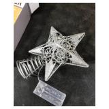 Juegoal Star Tree Topper with 20 LED Lights, Metal Silver Lighted Treetop Ornaments, Battery Powered Light Up Christmas Tree Decorations, 6.5 x 6.5 Inches
