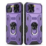 Caka iPhone 14 Plus Case with Stand Ring Magnetic Camera Cover Protection - Purple