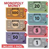 oreven Play Money Compatible for Monoply Money 60 Each Bill Denomination, Mixed Colors: $1, $5, $10, $20, $50, $100, and $500 (3 Set)