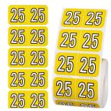 500pcs 2025 Stickers, File Folder Year Labels 2025 Number Year Stickers 3/4x1-1/2 Inch 25 Year Labels Colored Self Adhesive Year Stickers 2025 for End Tab File Folders Office Supplies(Yellow)