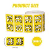 500pcs 2025 Stickers, File Folder Year Labels 2025 Number Year Stickers 3/4x1-1/2 Inch 25 Year Labels Colored Self Adhesive Year Stickers 2025 for End Tab File Folders Office Supplies(Yellow)