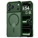 Thomo Magnetic for iPhone 17 Pro Max Case, [Compatible with Magsafe] [Full Camera Protection] Translucent Matte Military Grade Shockproof with Anti-Fingerprint Phone Cover 2025, Dark Green