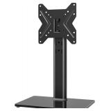 Universal Swivel TV /Table Top TV Stand for 19 to 43 inch TVs with 90 Degree Swivel, 4 Level Height Adjustable, Heavy Duty Tempered Glass Base, Holds up to 99LBS HT02B-001