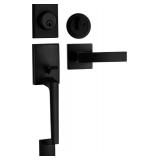 Berlin Modisch Single Cylinder HandleSet with Lever Door Handle (for Entrance and Front Door) Reversible for Right and Left Handed deadbolt Handle Set Iron Black Finish PARTS ONLY