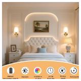 Yollzey Battery Operated Wall Sconces Set of 2, Cordless Dimmable LED Wall Lights with Rechargeable 5800mAh 15 Colors Bulb and Remote, Gold Wall Lamp for Porch Bedroom Living Room Fireplace