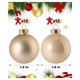 Syhood 24 Pcs Glass Christmas Ball Ornaments Set - 1.8 Small Hanging Christmas Ball Bulbs for Xmas Tree Holiday Party Decorations(Champagne)