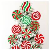 Soulchen 12 Pcs Christmas Decorations Candy Ornaments Large Red White Green Lollipop Christmas Tree Decorations Cute Lollipop Picks Decor for Xmas Tree Topper Home Office Holiday Party Vase Decor