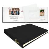 Wedding Guest Book 50 Blank Pages Polaroid Guest Book to Sign at Weddings Reception,Linen Cover Scrapbook Reception Party for Baby Shower Birthdays Funeral Special Events,Black