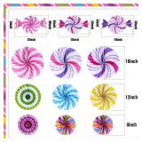 Outus 12 Pcs Candyland Hanging Paper Fans Candy Themed Classroom Decorations Lollipop Paper Fan Colorful Peppermint Ceiling Wall Decor for Halloween Candy Land Birthday Party Supplies