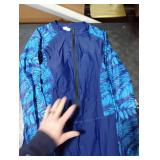 ALLTOKE Womens Full Body Rash Guard with Built in Bra Long Sleeve One Piece Swimsuit Upf50+ Zip Front Bathing Suit Navy Blue Green Leaf 2XL